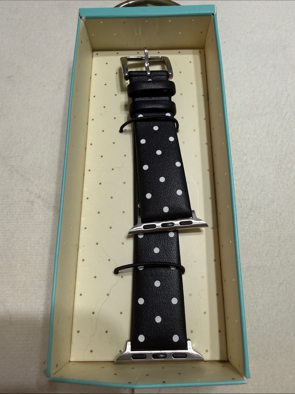 kate spade Black and White Polka Dot Leather Watch Strap